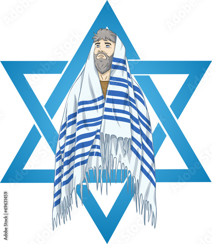 Cuadro en lienzo Star Of David Rabbi With Talit