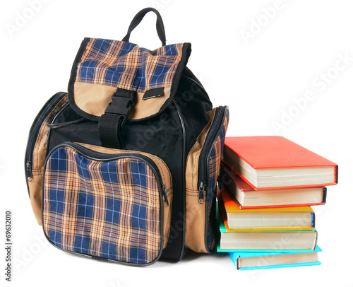School backpack and books.