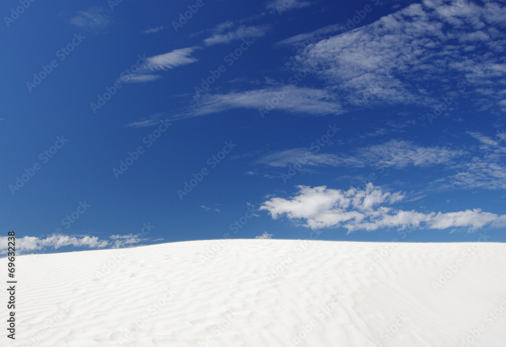 white sands and blue sky