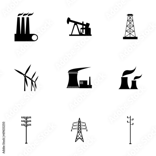 Vector black energetics icons set