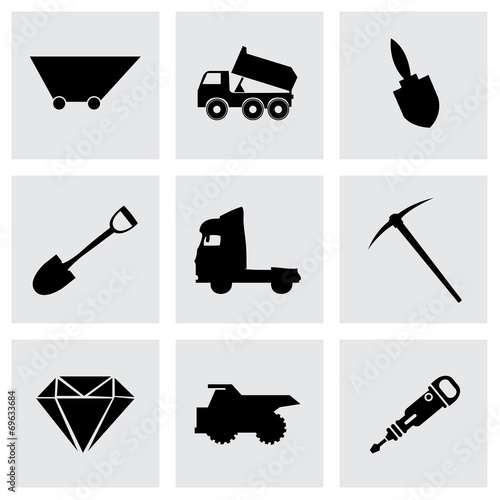 Vector black mining icons set
