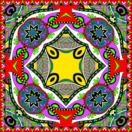 Traditional ornamental floral paisley bandanna