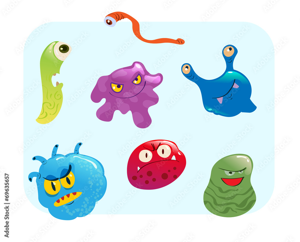 Obraz premium virus and bacteria set vector illustration