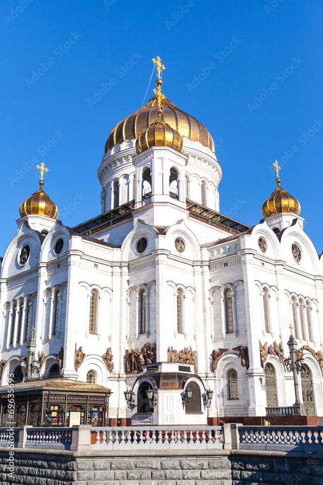 Christ the Savior Cathedral on the background of sky in Moscow