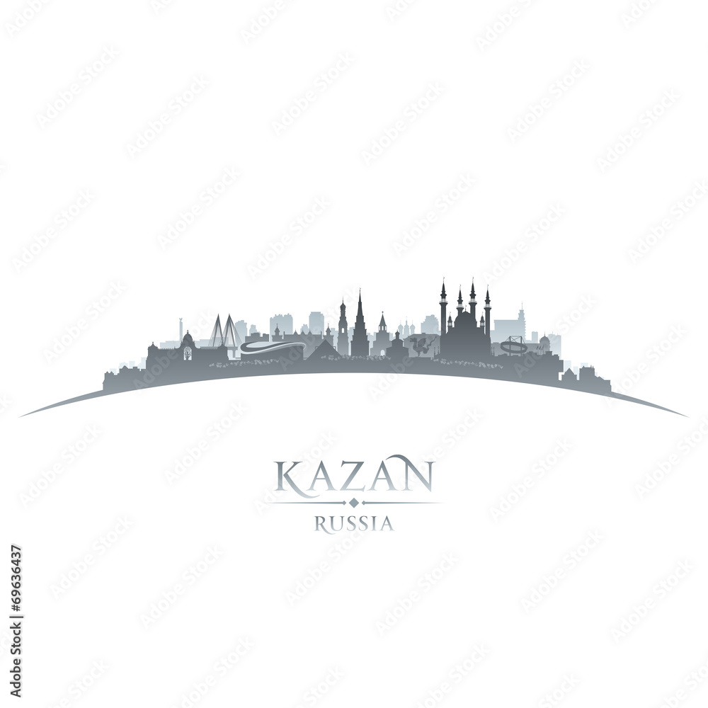 Kazan Russia city skyline silhouette white background