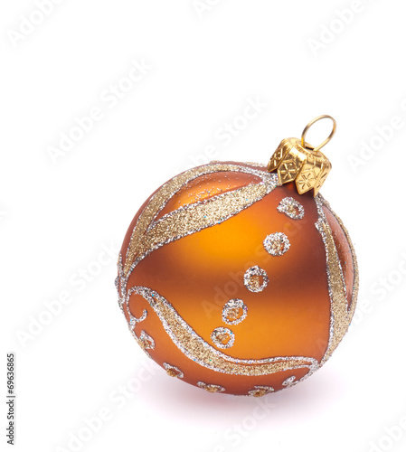 orange christmas ball on white background