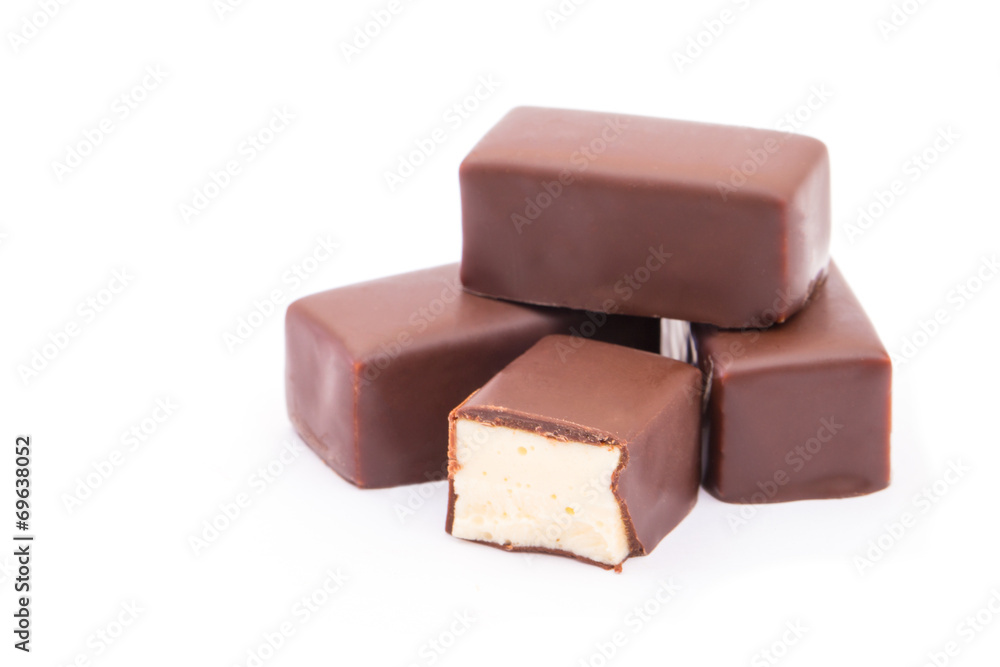 Chocolate bars stack isolated on white background Chocolate bars stack isolated on white background