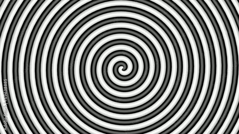 Black and white hypnotic circle, loop, 3d view Black and white hypnotic circle, loop, 3d view