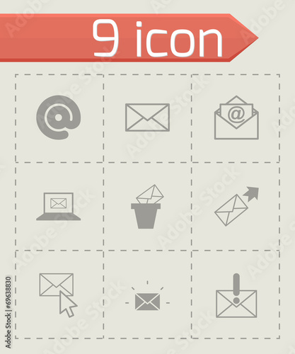 Vector black email icons set