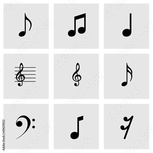 Vector black notes icons set