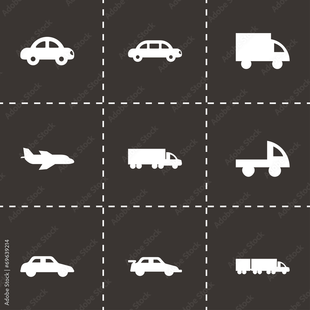 Vector black vehicles icons set Vector black vehicles icons set