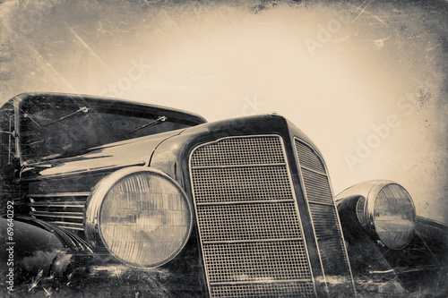 fragment of old car, vintage stylized #69640292