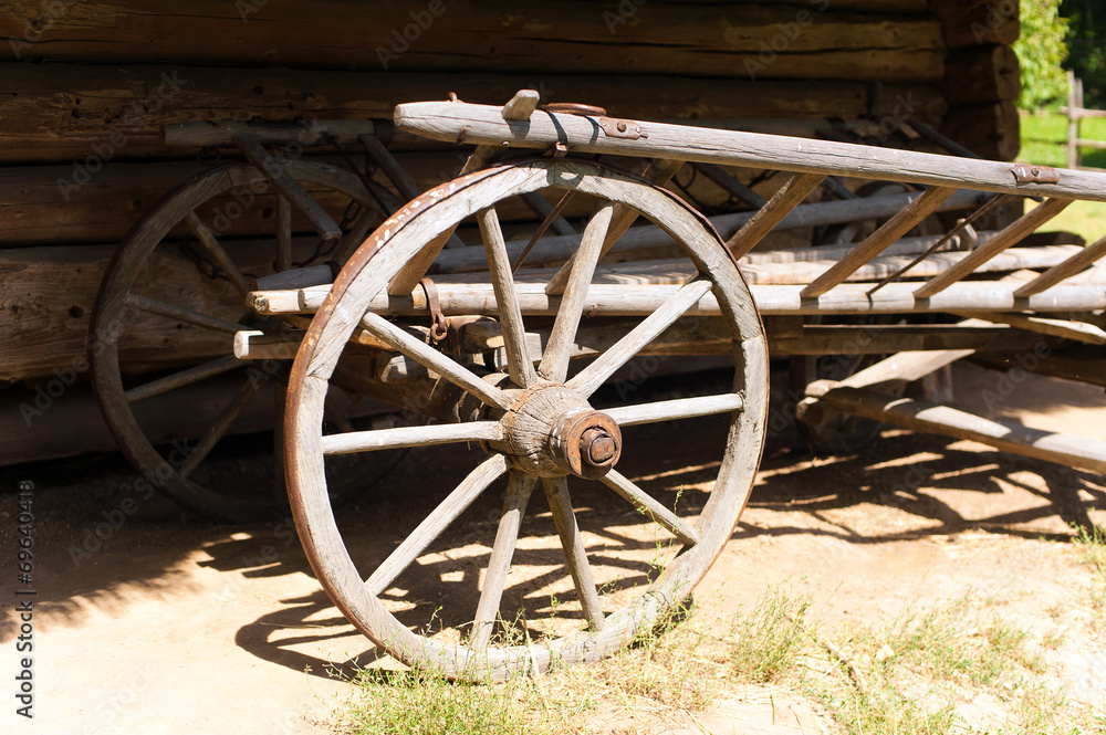 Vintage old rough wooden cart