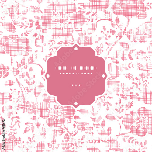 Pink textile birds and flowers frame seamless pattern background