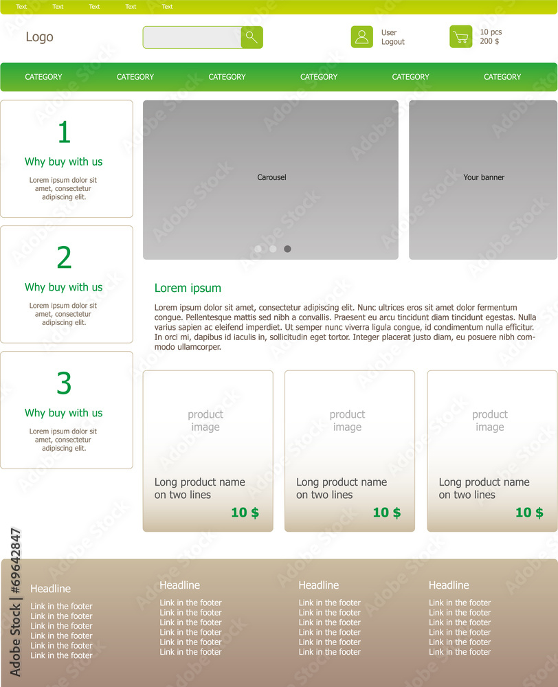 Graphic template homepage of Internet business. Clear webdesign - obrazy, fototapety, plakaty 