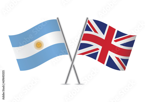 Argentinian and British flags. Vector illustration.