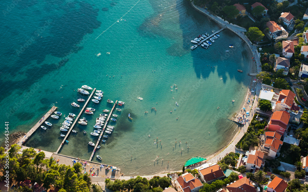 aerial view of croatia coast line. Rab island