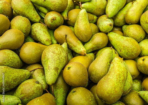 Closeup of just picked pears