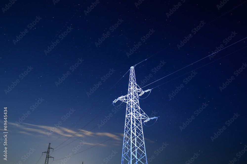 Pylon under starry sky