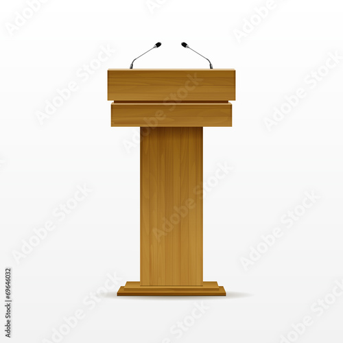 Wood Podium Tribune Rostrum Stand with Microphone