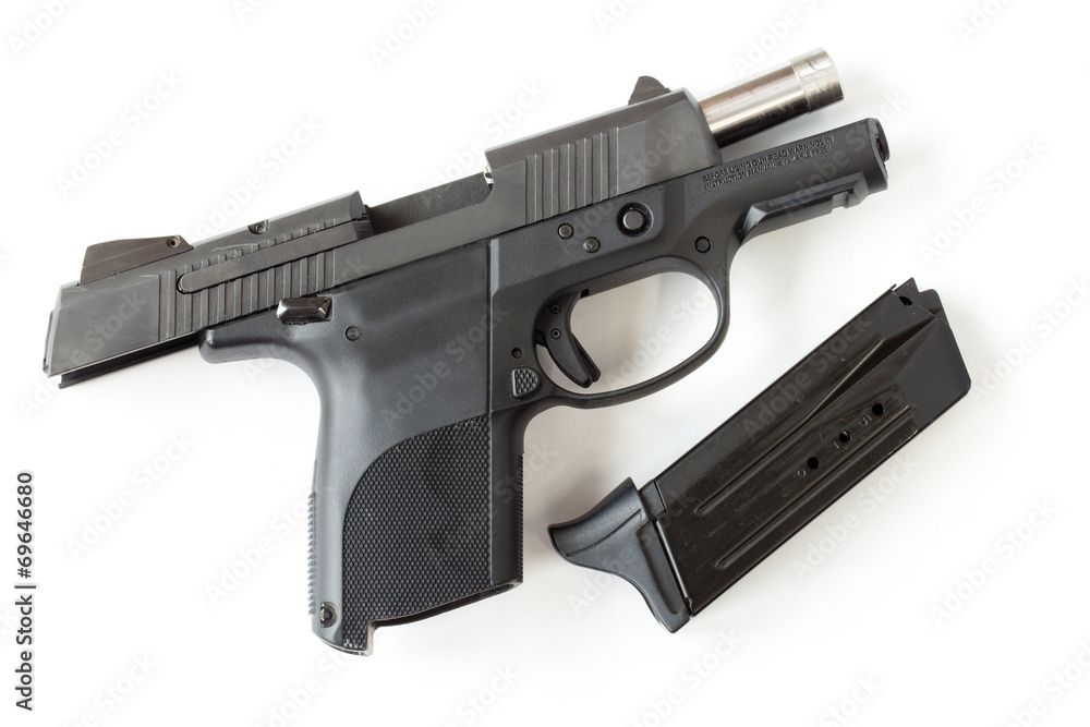 Black gun isolated a white background. Black gun isolated a white background.
