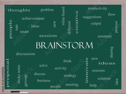 Brainstorm Word Cloud Concept on a Blackboard photo