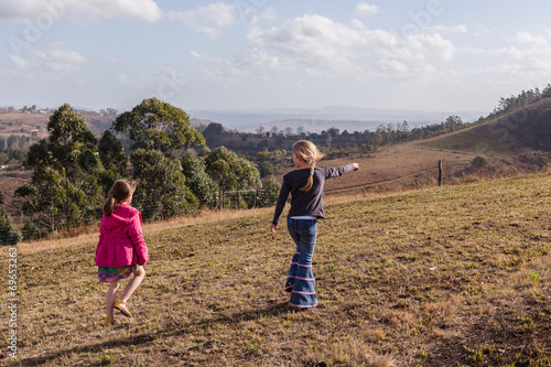 Young Girls Walking Exploring Adventure Nature Reserve