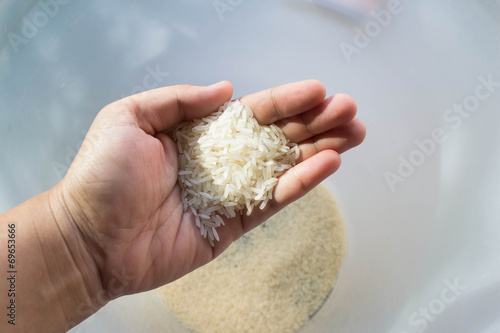 rice in hand