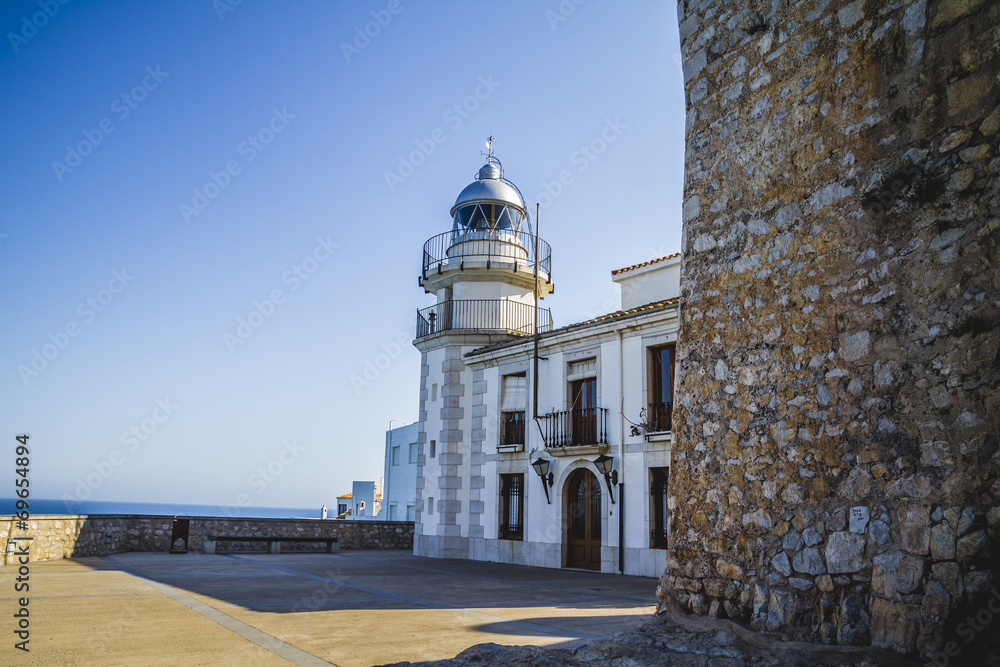 Lighthouse penyscola views, beautiful city of Valencia in Spain