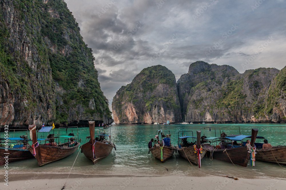 Longboats on May a Beach Thailand