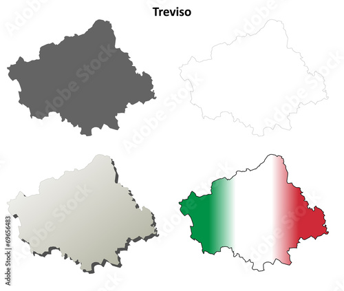 Treviso blank detailed outline map set