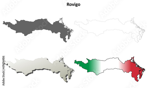 Rovigo blank detailed outline map set photo