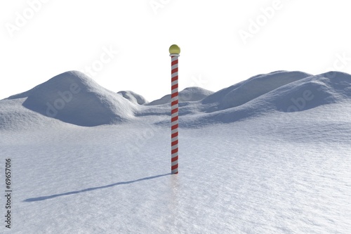 Fototapeta Digitally generated snowy landscape with pole
