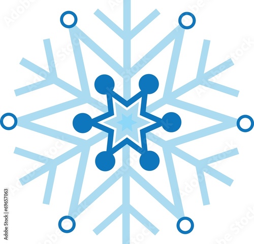 Digitally generated blue snow flake