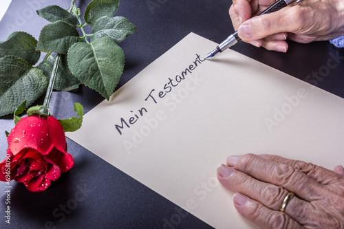 Seniorin schreibt das Testament