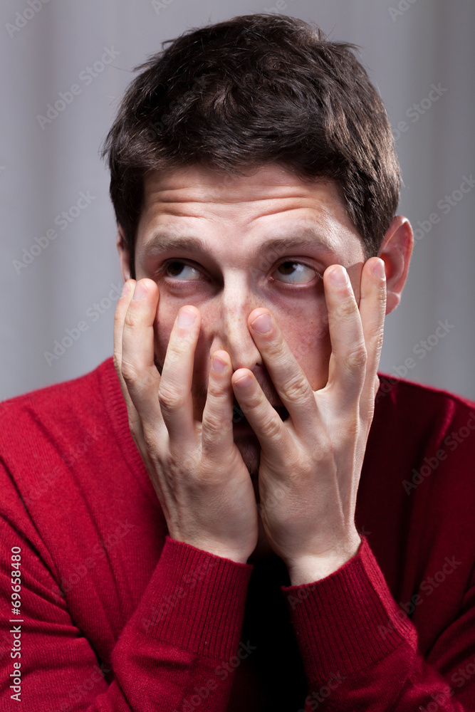 Despair mentally sick man