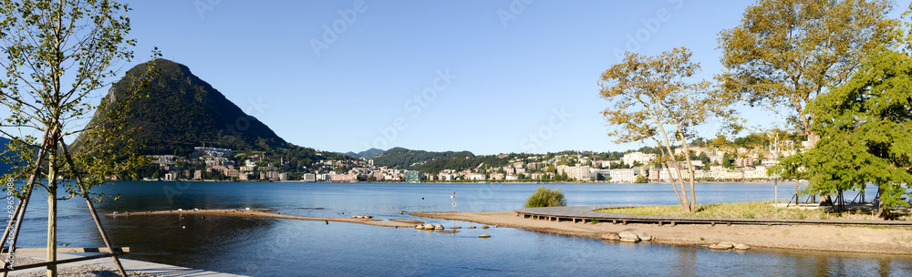 The bay of lake Lugano on Switzerland The bay of lake Lugano on Switzerland