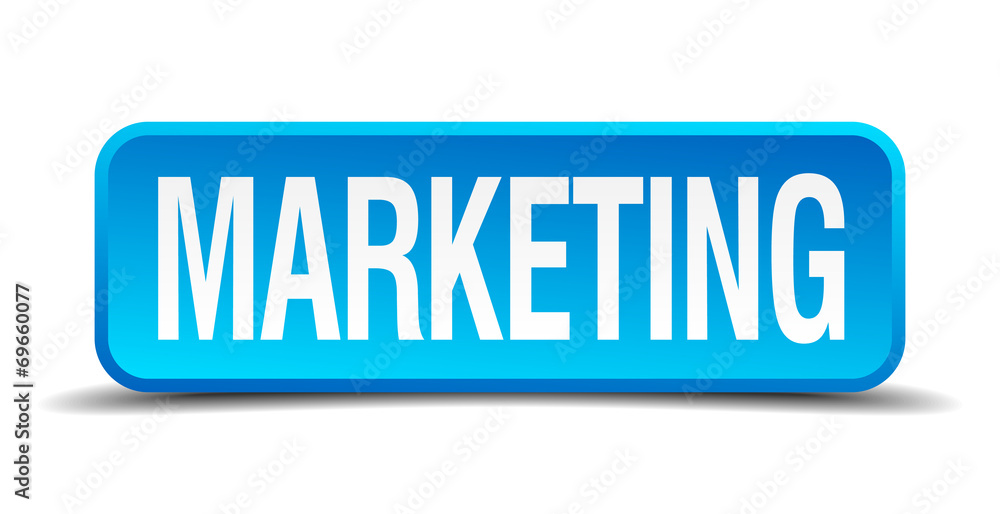 Marketing blue 3d realistic square isolated button Marketing blue 3d realistic square isolated button