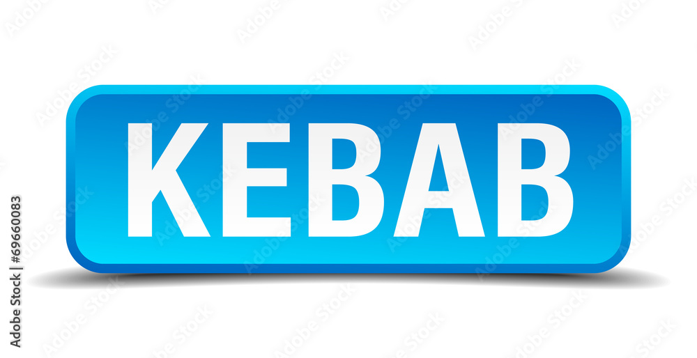 Kebab blue 3d realistic square isolated button Kebab blue 3d realistic square isolated button
