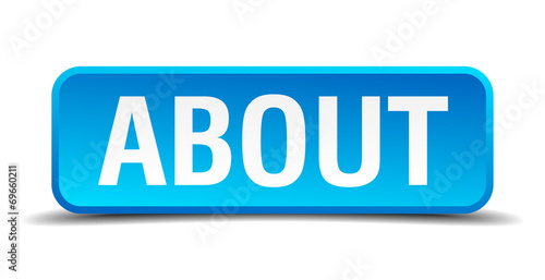 About blue 3d realistic square isolated button
