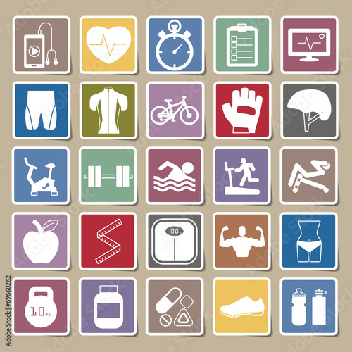 Fitness Icons Sticker set