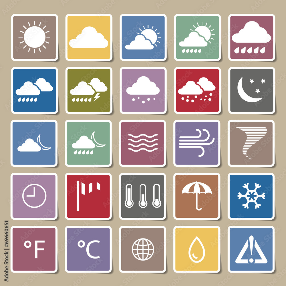 weather vector Sticker set weather vector Sticker set