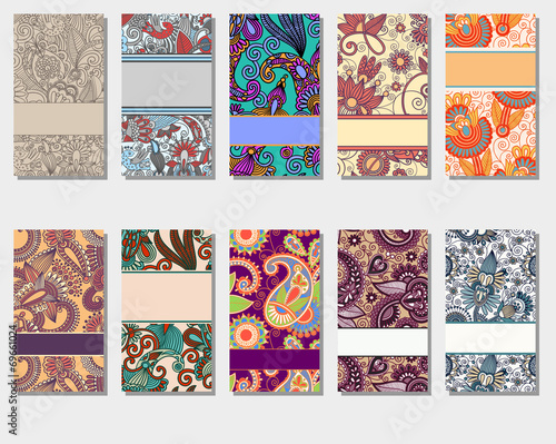 collection of colorful floral ornamental business card element