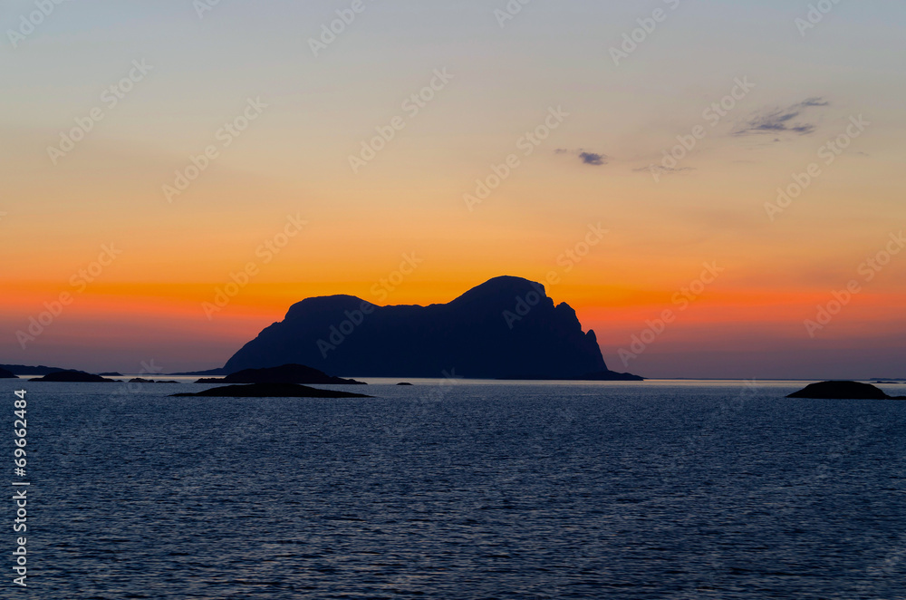 Sunset in norwegian fiords horizontal