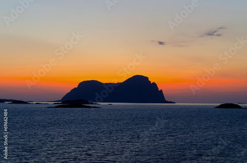 Sunset in norwegian fiords horizontal