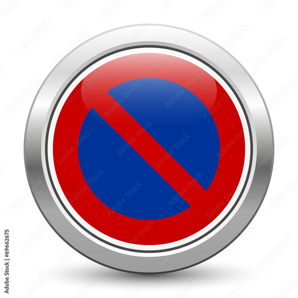 Eingeschränktes Haltverbot – Parkverbot – glossy metallic button Eingeschränktes Haltverbot – Parkverbot – glossy metallic button