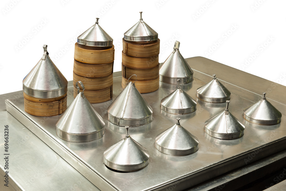 Chinese Bamboo Steamed for dimsum in restaurant kitche Chinese Bamboo Steamed for dimsum in restaurant kitche