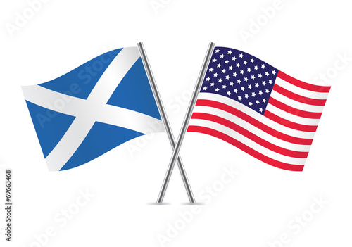 Scottish and American flags. Vector illustration.