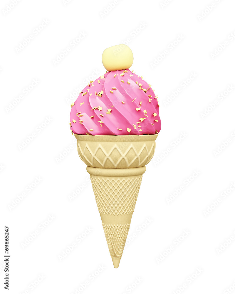 strawberry pink ice cream cone with cherry on top strawberry pink ice cream cone with cherry on top