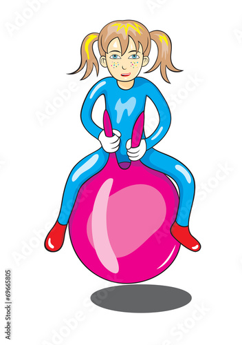 Girl with bouncing ball, art vector